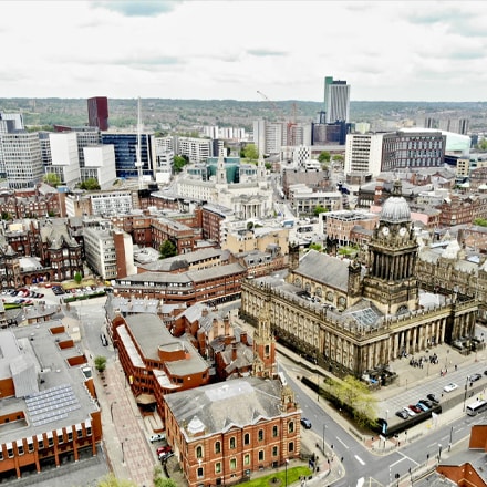 A picture of Leeds with ATMs and cash points near by