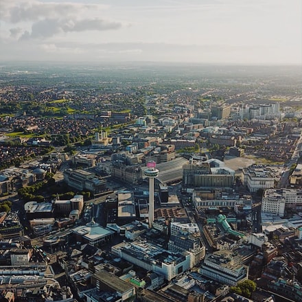 A picture of Liverpool with ATMs and cash points near by